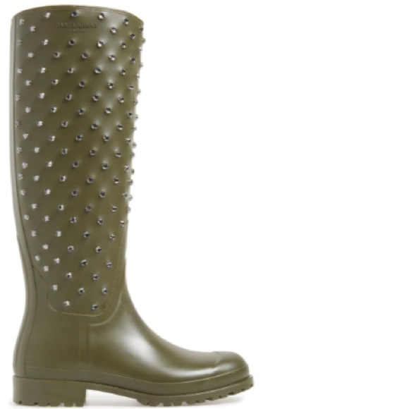 Saint Laurent Green Festival Embellished Rain Boot - Picture 5 of 8